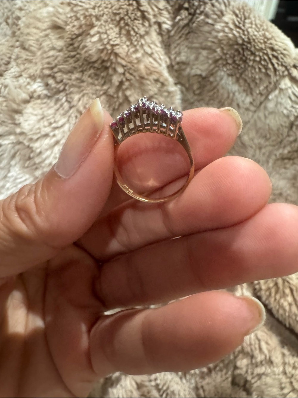 Vintage 10K Gold Ruby & Diamond Band Ring Size 7 Estate Fine Jewelry - Picture 9 of 13
